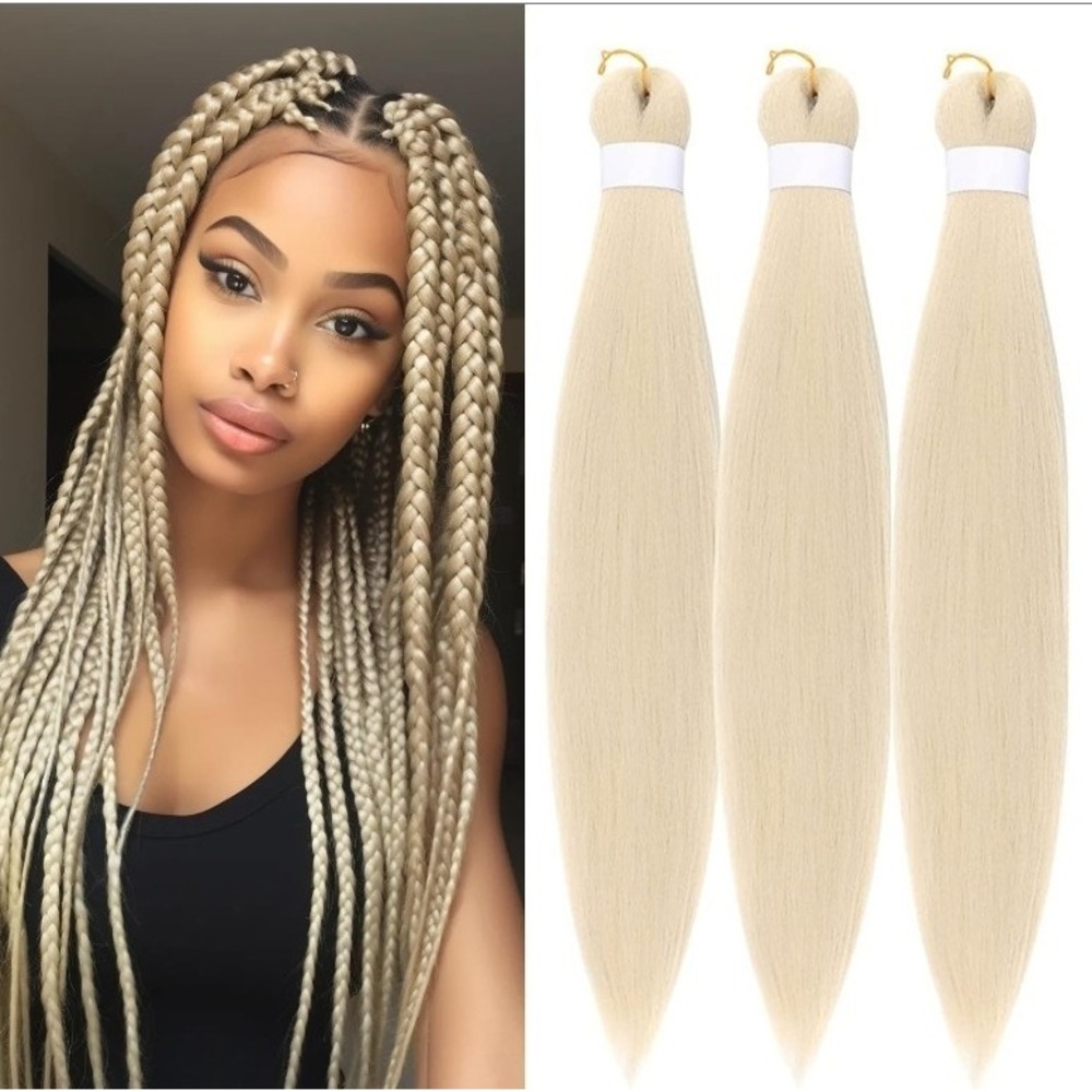 Pre-Stretched Braiding Hair 24" Blonde 613 Yaki Texture 3-Pack – New